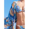 Женские блузки Bohemian Printed Summer Beach Wear Clothing Long Kimono Cardigan плюс размер хлопчатобумажная туника и блузенные рубашки Q1160