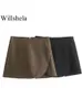 Женские шорты Willshela Women Fashion Solid Skirts Vintage Высокая талия Стола на молнии Женщина шикарная леди 230209