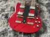 OEM Guitar Two Headstock transparante rode kleur 12 en 6 Strines Mahonie Body and Neck