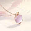 Hanger kettingen roségouden kleur echt 925 sterling zilveren roze kristallen ketting voor vrouwen meisjes vrouwelijk appelpatroon