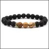 Brins de perles Bracelets de perles Naturel Noir Blanc Pierre Perle Yoga Chakra Bracelet Lava Rock Drop Livraison Bijoux Dhtak