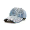 Ball Caps Sıcak toptan 2020 İlkbahar Yaz Sonbahar Popüler Kadın Kadın Denim Snapback Cap Rhinestone Çapraz Beyzbol Kapakları Şapkalar G230209