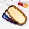 Plates Nordic Style Gold Dining Plate Jewelry Display Tray Luxurious Brass Wave Metal Fruit Dessert Snack Trays Decorative