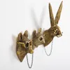 Dekorativa föremål Figurer Antik bronsharts Animalhänge Golden Deer Head Wall Storage Hook Up Bakgrund Väggtillbehör Dekorativa figurer 230210