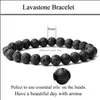 Beaded Strands 8Mm Black Natural Lava Stone Bead Bracelet For Men Women Adjustable Oil Per Diffuser Healing Stretch Yoga Jewelry Dr Dhy7V