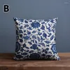 Travesseiro de travesseiro vintage azul e branco porcelana tampa estampada padronização de flores do sofá de pasta para casa de decoração de casa