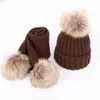 Beretti Autunno Inverno Child Cotton Cappello Nackscarf Boy Girl Fashion addensato Porgoso a sfera di lana a maglieria a maglia Calda Set beanie Cappelli beanie carini