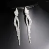 Boucles d'oreilles pendantes luxe Zircon étoiles coeur pour femmes brillant strass longue suspension arbre de noël mariée bijoux accessoires