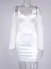 Sukienki swobodne Josiaoprah satyna bodycon biała sukienka boned dwupoziomowe elastyczne podkładki rustos