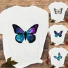 Kvinnor Bluses Women Lady Cartoon Butterfly Shirts Floral Elegant 2023 Spring Summer Blue Clothes Top Female Print Tops Graphic