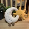 Jouets adorables, visage souriant, lune blanche, soleil jaune, peluche, dessin animé mignon, météo, jouet pour chambre d'enfant, décoration de canapé, oreiller LA522