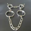 Bondage Collar Wrist Ankle Cuffs Siamese Stainless Steel Heavy Duty Chains Harness Bondage Gear Adult Slave BDSM Set3921851