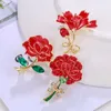 Brooches Flower Enamel Pins Lapel Pin Peony Rose Red Color Badges Women Brooch Floral Wedding Jewelry Gift For Plant Lover