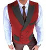 Men's Vests Men's Suits Vest Lapel With Three Pocket Splice Style Herrbonge Wool Waistcoat Fashion For Jacket Groomsmen Wedding