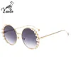 Sunglasses Fashion Round Women Oversized Luxury Pearl Brand Designer Sun Glasses Ladies For Female Pink Blue UV400 OculosSunglasses