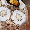 テーブルクロス2023到着85cm四角い天然綿かぎ針編みのレーステーブルクロスキッチン装飾用パッチワークカバー