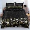 Bedding sets 3D Design Flowers Duvet Cover Sets Bed Linens Bedding Set QuiltComforter Covers Pillowcases 220x240 Size Black Home Texitle 230210