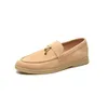 Designer Loropiana Shoes LP loafers for women's leather flat-bottomed slackers retro single shoes British large small penny women