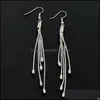 Stud Earrings Beautifly Sier Plated Female Retro Fashion Flash Jewelry Lovely Wild Super Long Drop Delivery Dhjnv