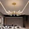 Lampes suspendues Nordic Light Luxury Lustre LED Golden Creative Mode Salon Lampe Atmosphérique Villa El Restaurant