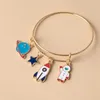 Bangle Gold plaqué Femmes Email Charmes Rocket Satellite Astronaute Bracelets Cadeaux Bijoux Bracelet en métal