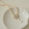 Tour de cou noir blanc camélia pendentif perlé collier de perles femmes chandail chaîne fille fête Vintage romantique bijoux cadeau accessoires