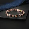 Lien Bracelets Rétro Bronze Zircon Magnétique Négatif Ion Santé Bracelet Infrarouge Lointain Anti-rayonnement Germanium Anti-oxydation Énergie