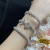 Elegantes Eisdiamant-Tilda-Bogen-Armband, weiblich, 925er Sterlingsilber, Zirkon-Kettenschmuck, Hochzeit, Kristall-Bogenknoten-Tennis-Armband