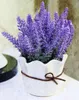 Dekorativa blommor rustik stil heminredning bröllop dekoration i en blomma och keramisk vas set artificiell lavendel bonsai alla