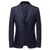 Men's Suits Blazers British's Style Vintage Plaid Blazer Men Casual Slim Fit Suit Jacket Single Button Business Social Blazer Plus Size 3XL Hombre 230210