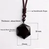 Pendentif Colliers Mode Bijoux Chanceux Bénédiction Collier Noir Obsidienne Amulette Forme Hexagramme