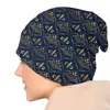 Basker elegant lilja blommor fleur de lys mönster skallies mössor kepsar unisex vinter varm stickning hatt vuxen fleur-de-lis motorhuv