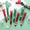 Kulspets pennor 10pcslot söt jul 10 färg kulspets penna paljett älg santa claus infällbar flerfärgad penna presentskolekontor Stationery 230210