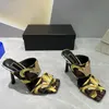 كعب النعال F V Stiletto Women Sandal Buges Open Open Open Op Slip on Slides Leather Extole Sandals Designer Luxury 9.5cm Heel Womens Shoesper