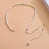 Choker 2023 Fashion Summer Long Tassel Eelegant White Pearl Chain Necklace for Women Ketters Lady Beach Back Sieraden