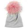 Berety cukierki kolorowe czapki niemowlęta zima ciepłe czapki czapki miękkie bawełniane czapki dziewczęta chłopcy 15 cm prawdziwy futro