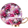 Koppar Saucers Luxury Europe Ceramic Cup Saucer Set eftermiddagsblomma te pastoral porslinkaffe med sked café dryckware