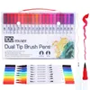 Marker FineLiner Dual Tip Pinsel Kunst Marker Stift 124872100120 Farben Aquarell Stifte Für Zeichnung Malerei Kalligraphie Kunst Liefert 230210