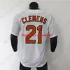 stitched 2022 New NCAA Longhorns Baseball Jersey 21 Roger Clemens College Size Youth Adult White