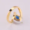 Wedding Rings Women Vintage Engagement Gold Ring 2023 Creatieve sieraden Ronde Cut Blue Zirkon Fashion EDWI22