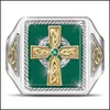 Cluster Rings Ireland Celtic Blessing Ring Cross Grandmother Green Male Drop Delivery Jewelry Dhwg8