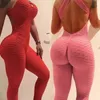 Kobiety Jumpsuits Rompers seksowne kantarki destycut kombinezonu wysoka talia Gra gait Slim Sport Back Back Back Sportswear Spods Push Up Scossuit 230210