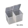 저장 상자 3pcs 상자 리무버 매니큐어 코튼 와이프 패드 매니큐어 도구 젤 청소 케이스 그리드 구획 홀더 흰색