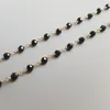 Chaînes LiiJi Unique véritable spinelles noirs 3mm 925 argent Sterling couleur or fait à la main collier délicat 45cm pour cadeau