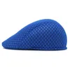 Berets Spring Summer Men's Beret Solid Color Hollow Mesh Cap Breathable Sboy Caps Male Fishing Adjustable Ladies Sun HatBerets