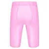 Shorts masculinos masculino masculino de cor sólida de cor sólida ginástica cintura elástica de perneiras curtas Bulge bolsa de nadar com tronco de banho esportiva fitness