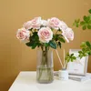 Decorative Flowers 8pcs/lot Artificial Silk Rose Branch Wedding Pography Bouquet Valentine's Day Gift Home Living Room Simulation Roses