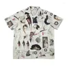 Chemises décontractées pour hommes 2023 Spring Summer WACKO MARIA Chemise Hommes Femmes 1: 1 T-shirt de qualité Hawaiian Full Print Short Top Tees