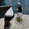 Säkerhetsnål Kristall-utsmyckade Strass Pumps skor skyhöga klackar spetsiga tå sandaler dam Luxury Designers slingback klänning sko Kvällsfabriksskor