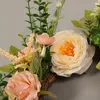 Decorative Flowers Simulation Door Wreath With Green Leaves Artificial Rose Floral Front Garland For Wedding Party Room Decor B03D